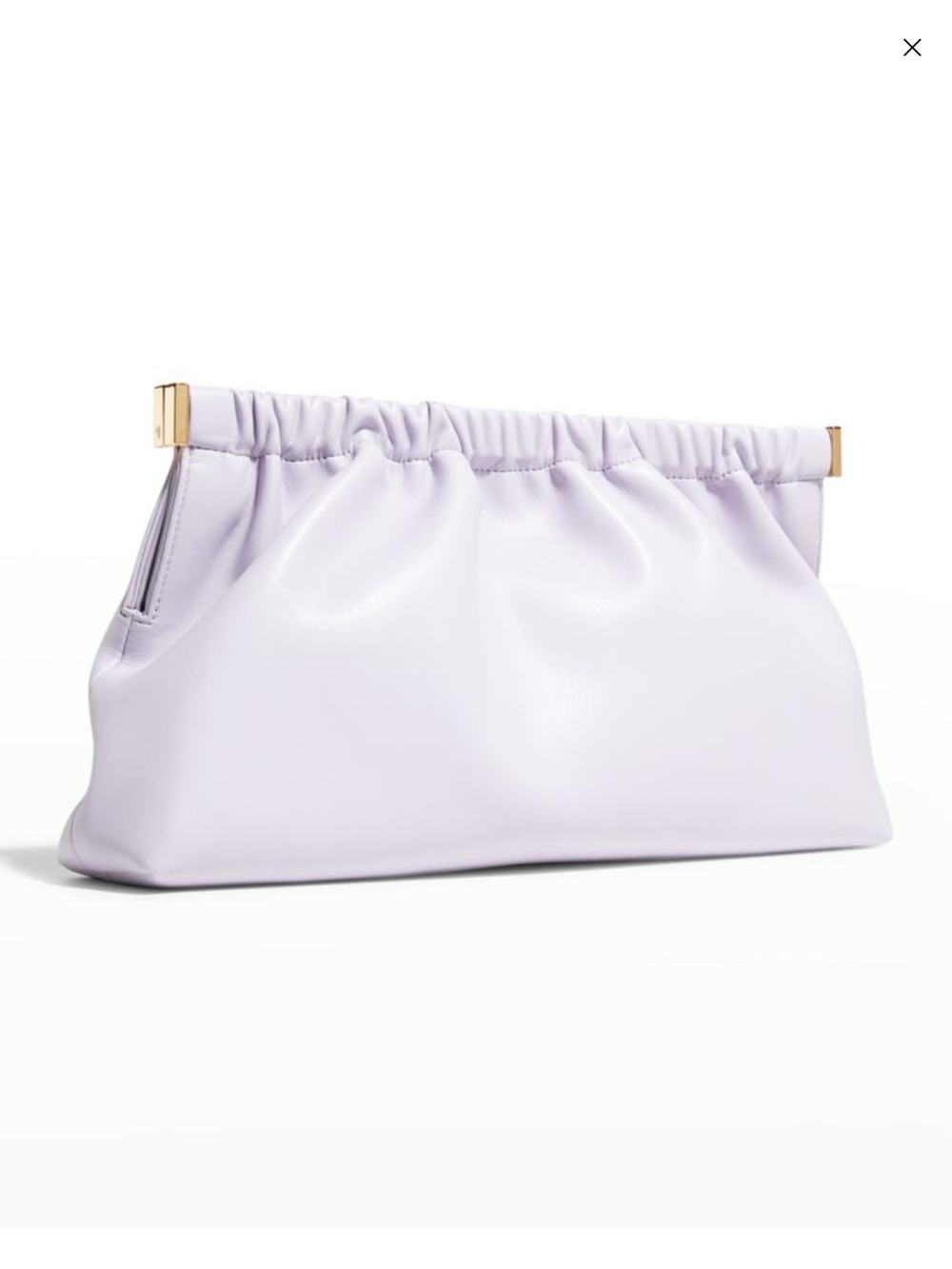 Nanushka Lilac Gathered Leather Clutch with Gold Accents